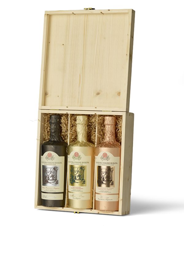 Cofanetto legno con 3 bottiglie Calvi